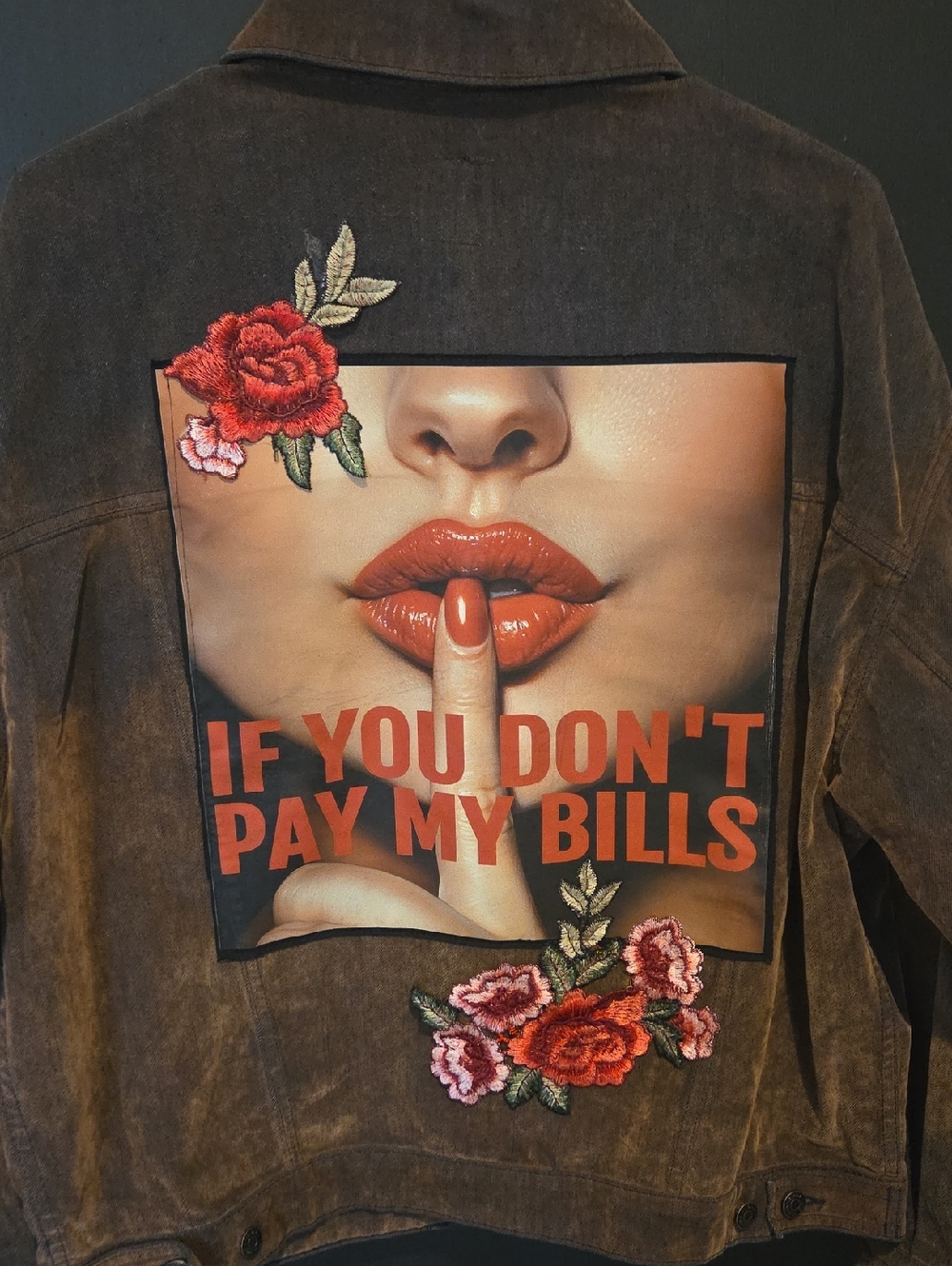 Upcycle DENIM JEAN JACKET.. THIS ONES 4 THE GIRLS ..POP ART Embroidered Floral